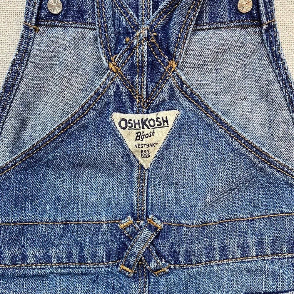 OshKosh B'Gosh Heart Print 100% Cotton Denim Skirtall Jumper Dress 2T